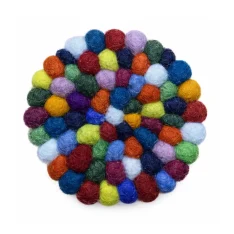 10cm Felt Ball Tea Coaster Round
